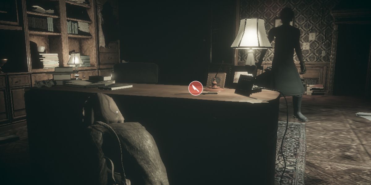 Rosemary hiding from Dr. Richard Felton in Remothered: Tormented Fathers