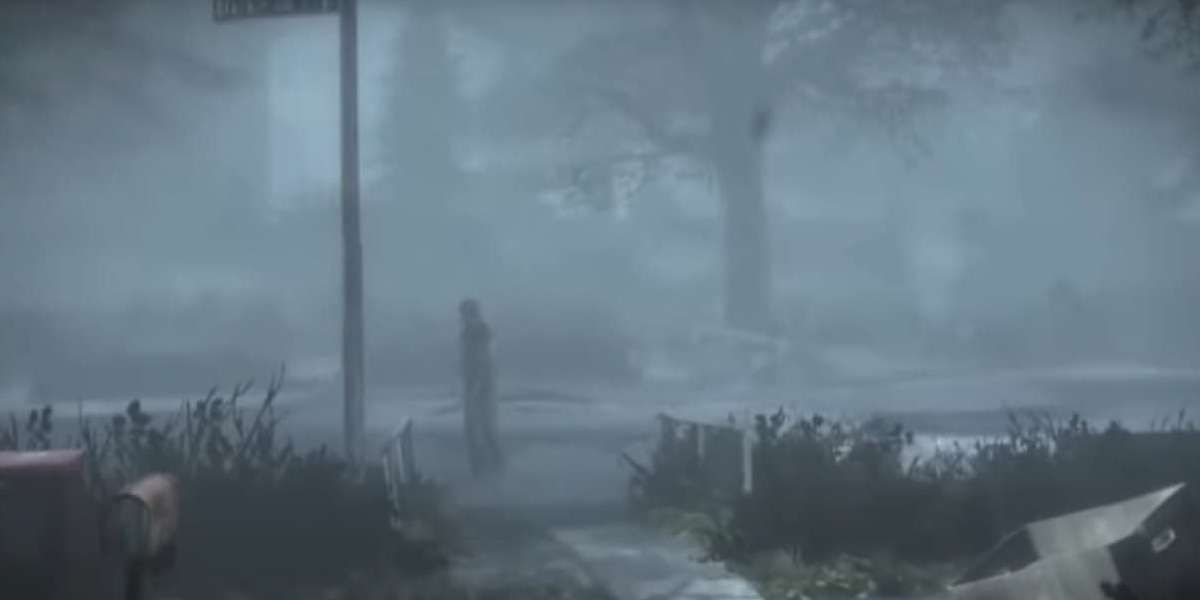 Someone walking through the fall of Silent Hill