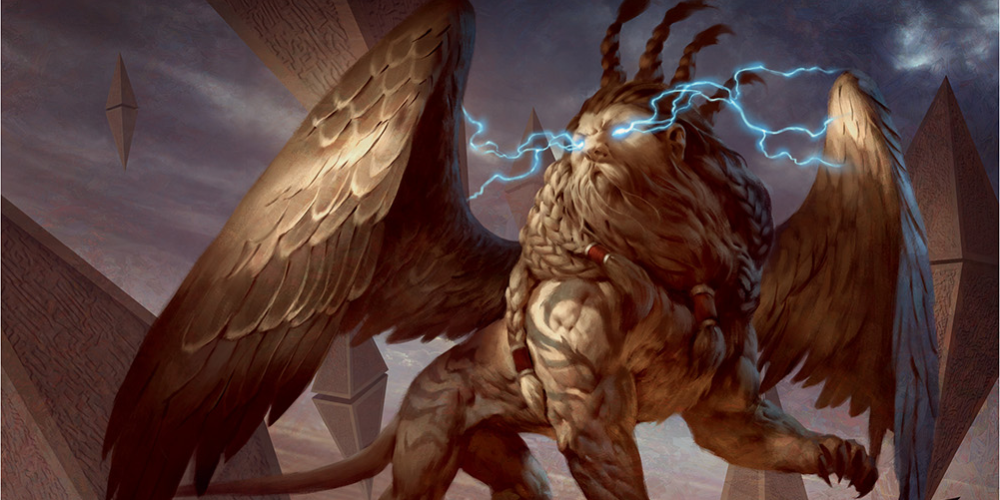 A sphinx from the world of Zendikar in Magic: the Gathering.
