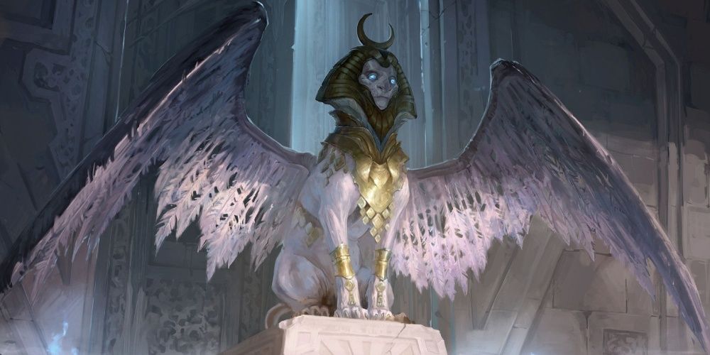 Sphinx with wings spread