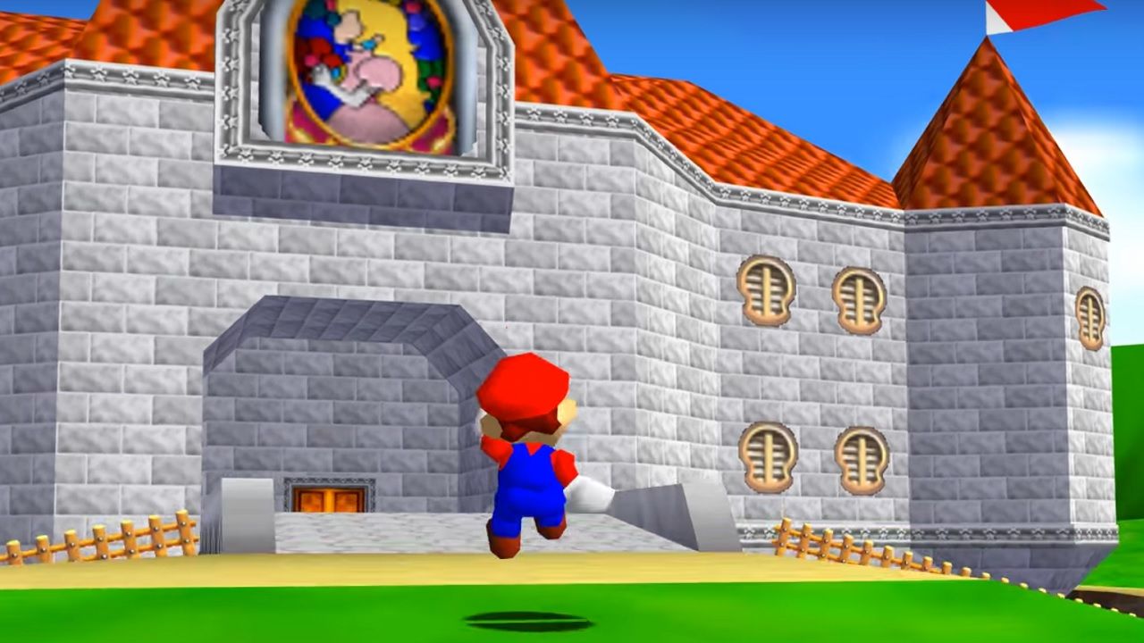 The courtyard in Super Mario 64