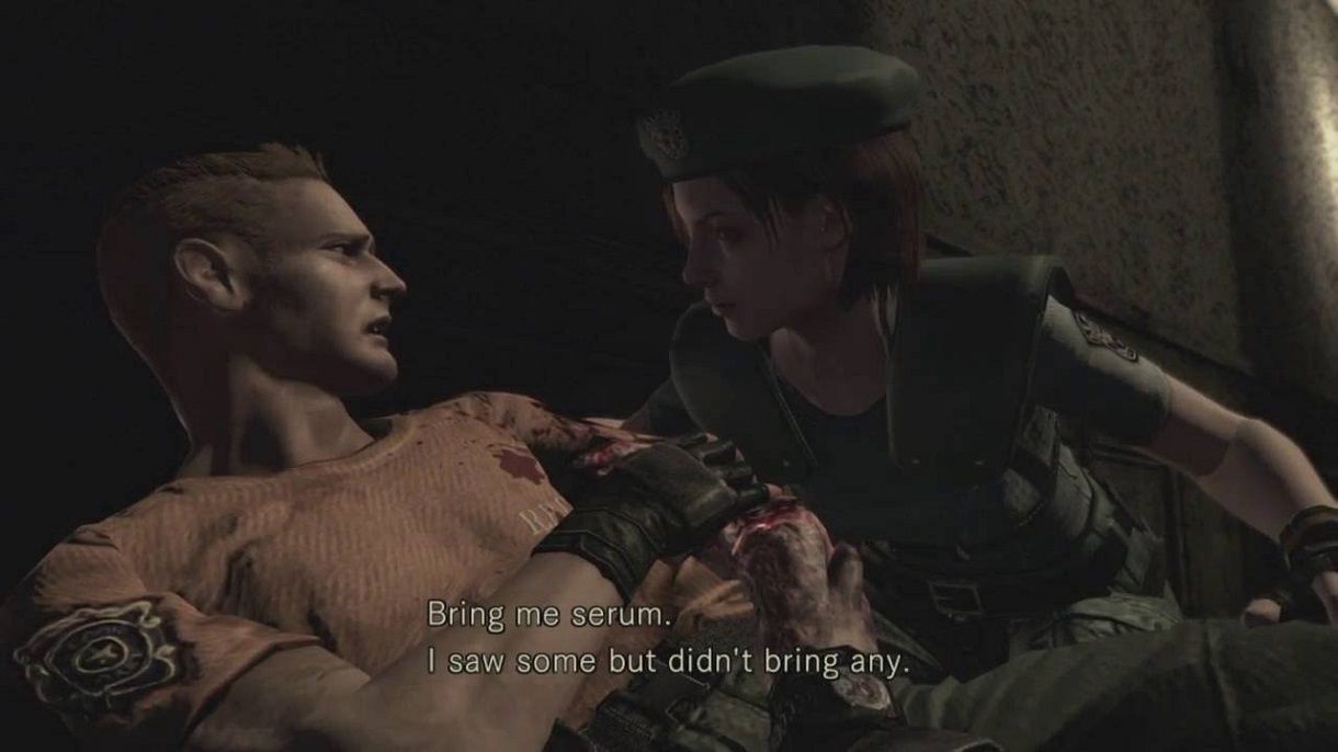 Richard Aiken and Jill Valentine in Resident Evil