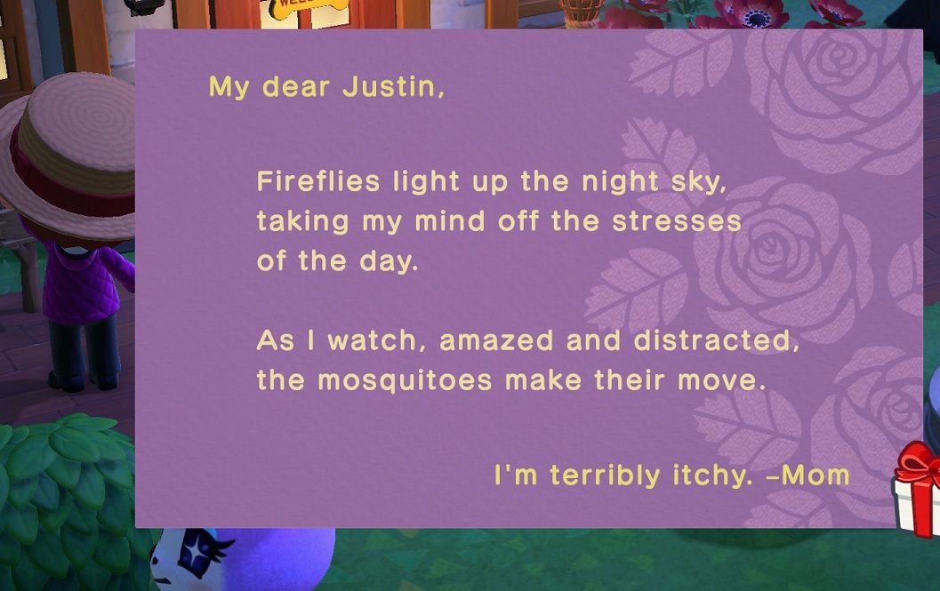 A letter from Mom in Animal Crossing: New Horizons