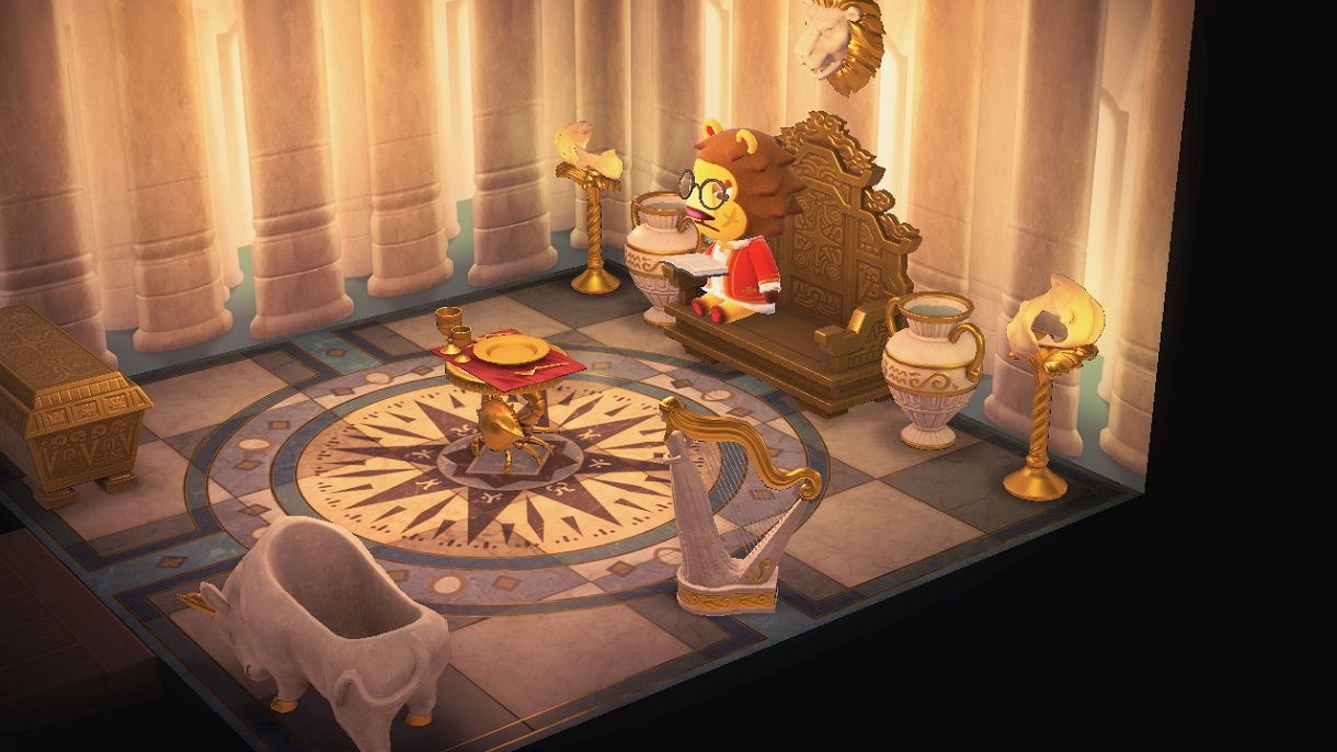 Elvis the Lion's house interior in Animal Crossing: New Horizons