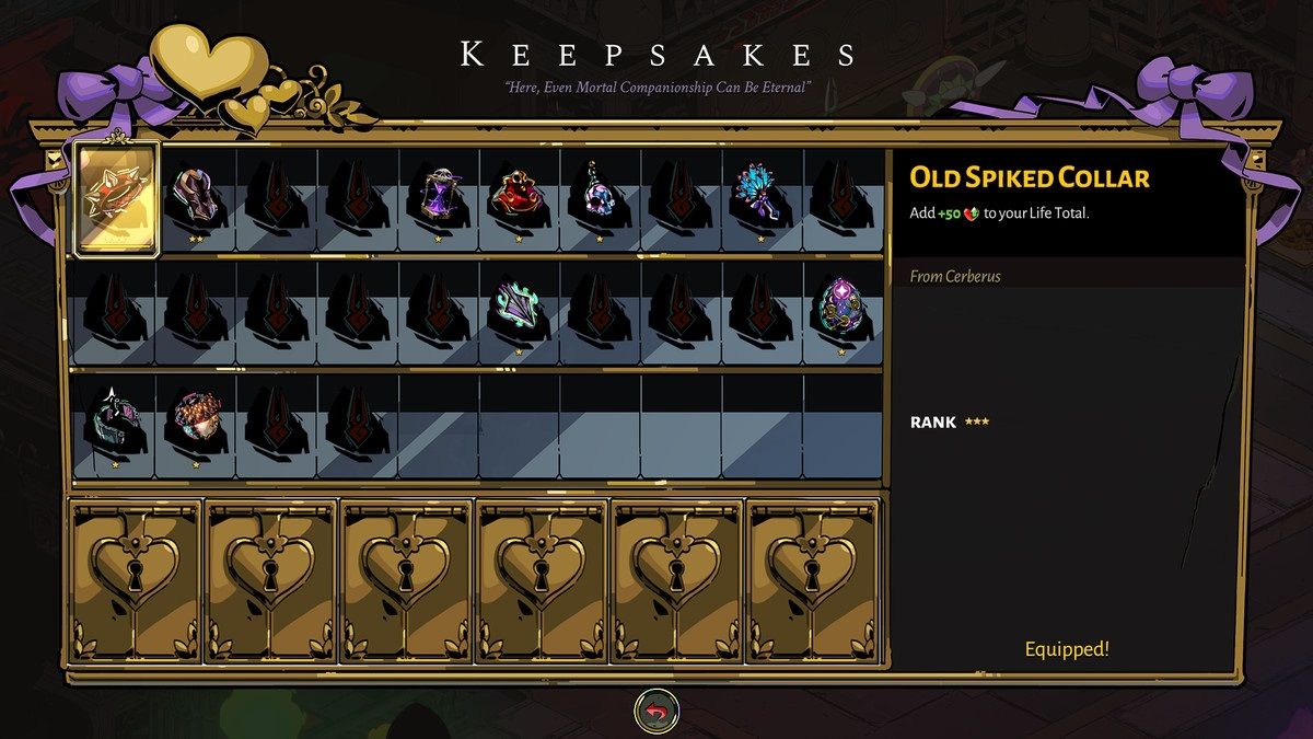 Hades keepsake menu