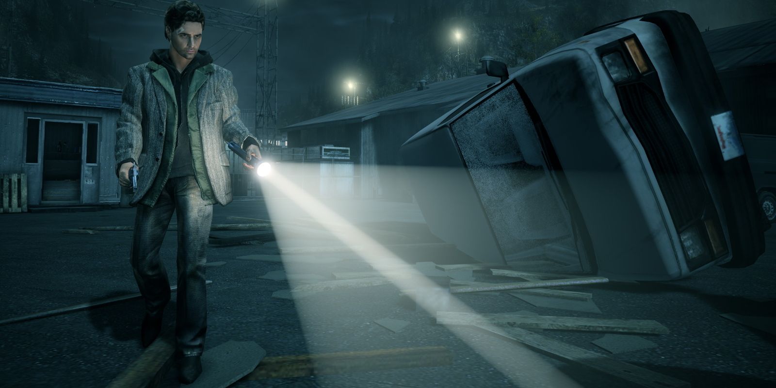 Alan Wake with flashlight