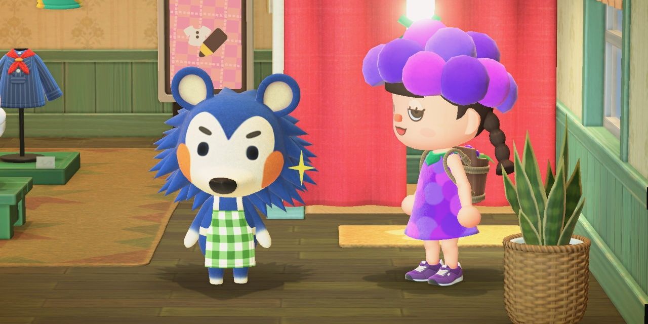 Animal Crossing New Horizons dressing up at the Able Sisters