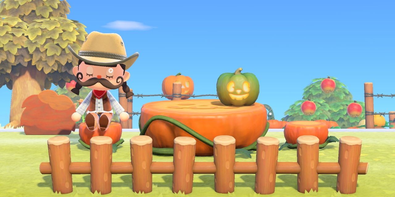 Animal Crossing putting up Halloween decorations all over the island