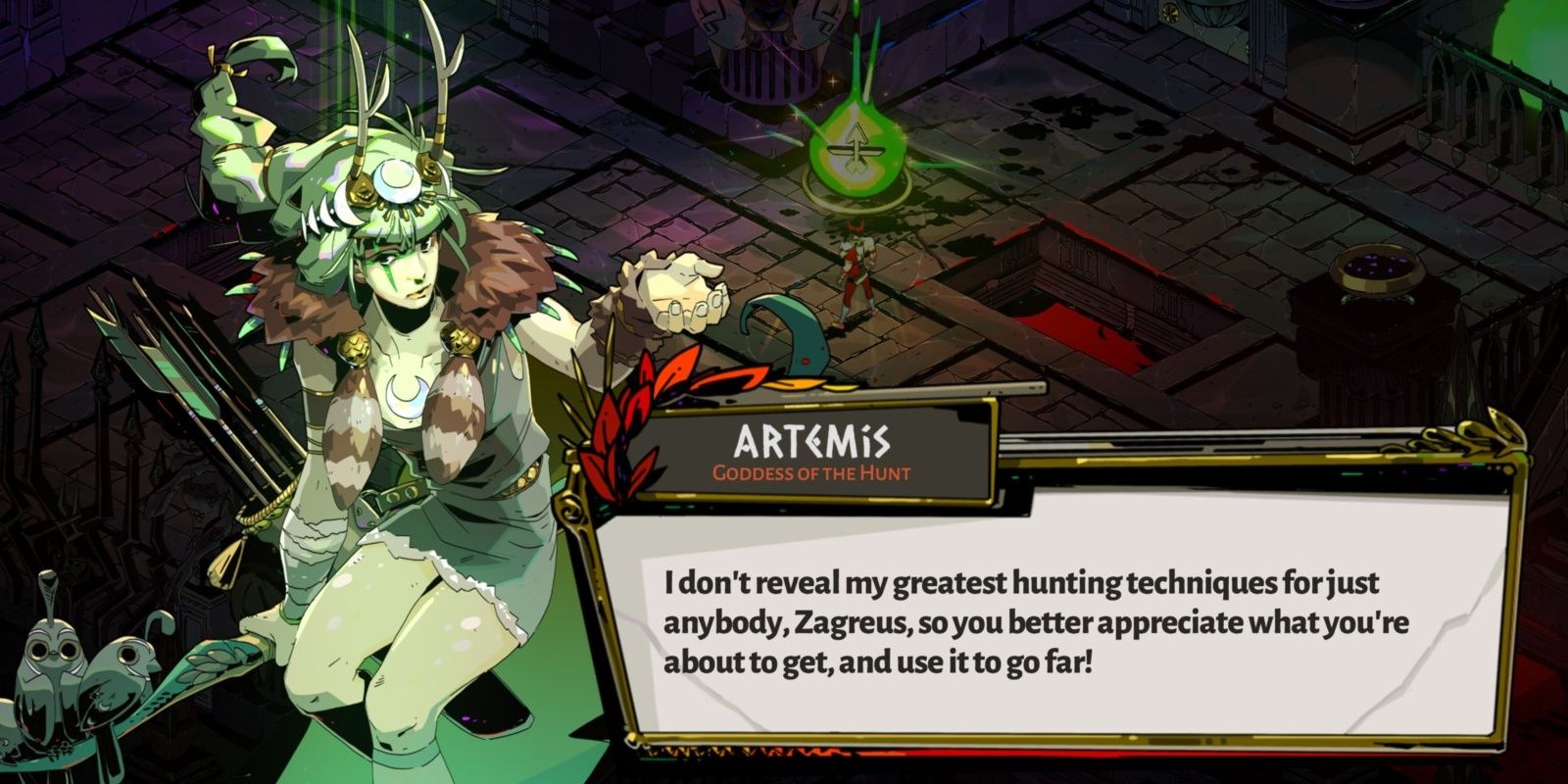 Artemis Chats with Zagreus before Bestowing him a Boon
