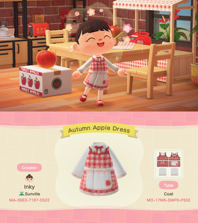 Animal Crossing Apple Dress Design.