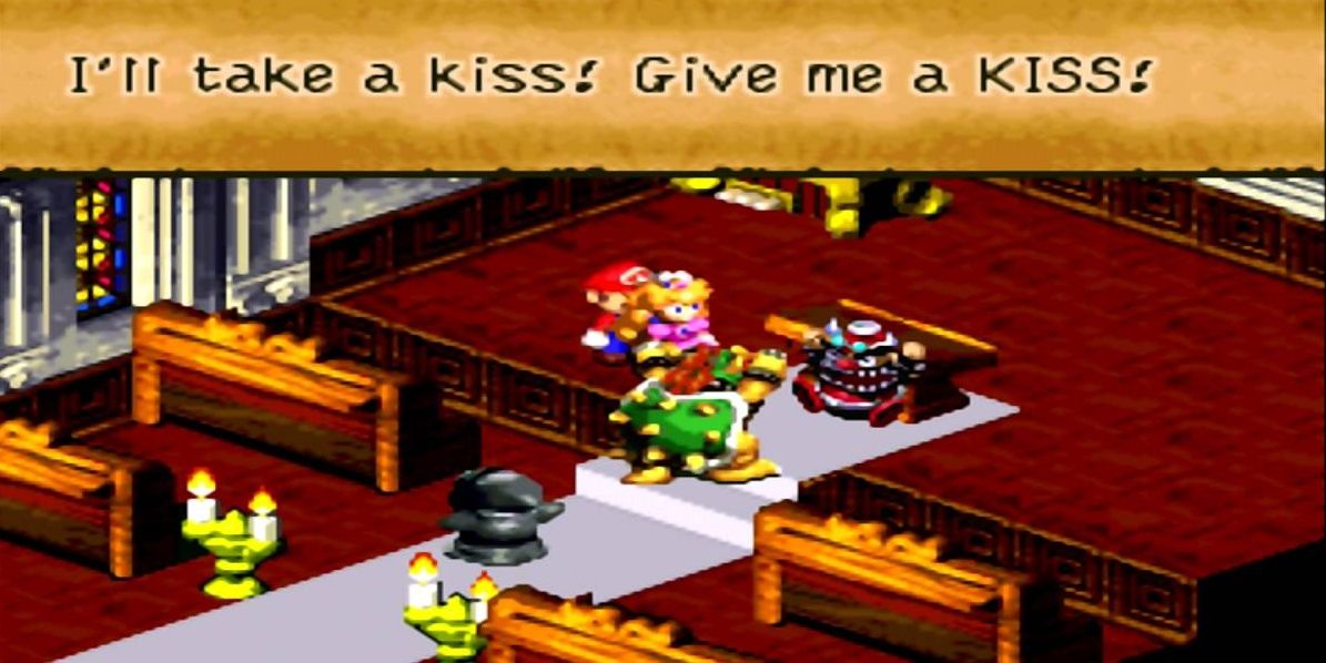 Bowser wanting a kiss in Super Mario RPG