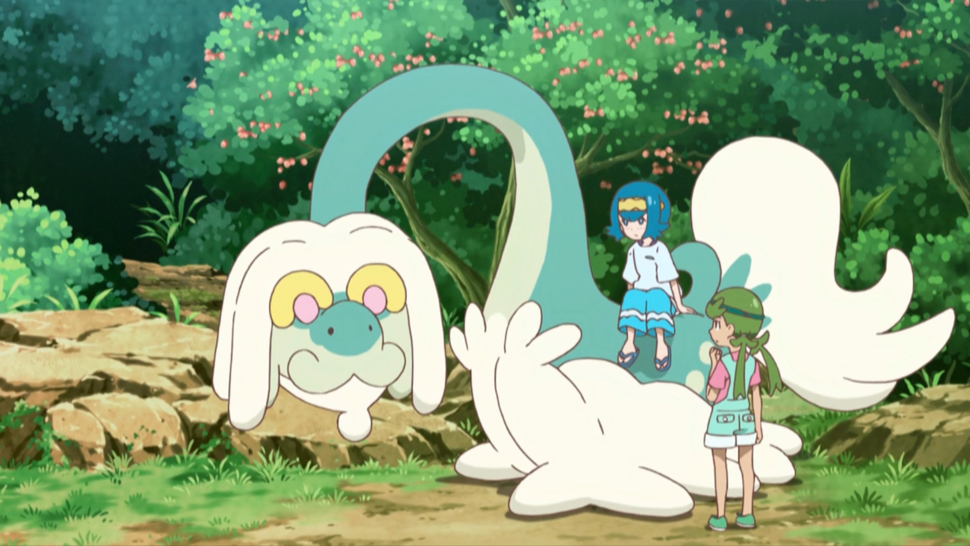 drampa lana and mallow in the sun and moon anime