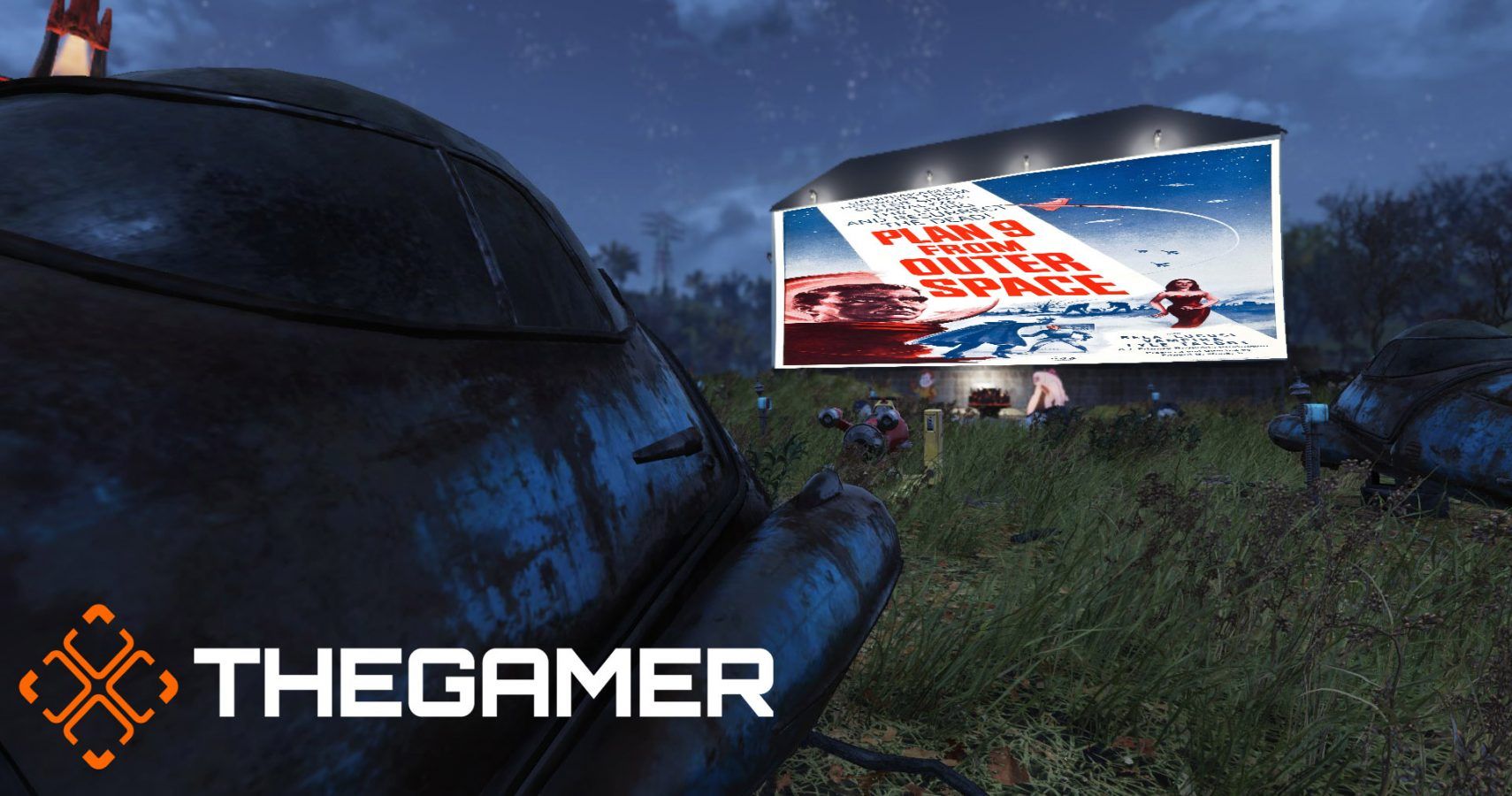 An Image of the custom Drive In theater built in Fallout 76