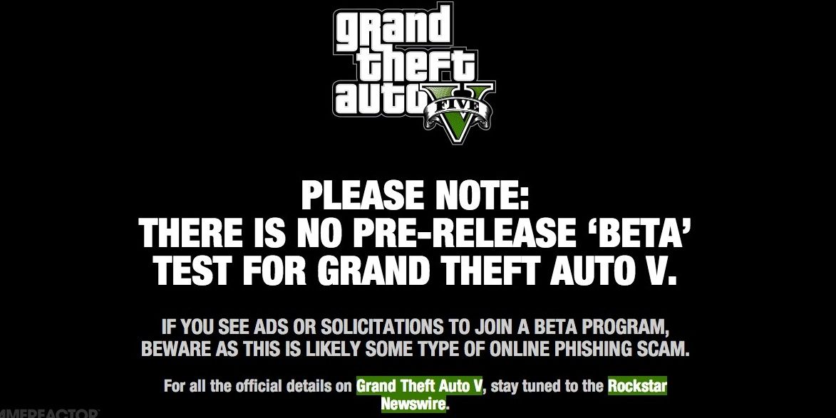 Rockstar Warning Grand Theft Auto V Fake Beta Test Phishing Scam