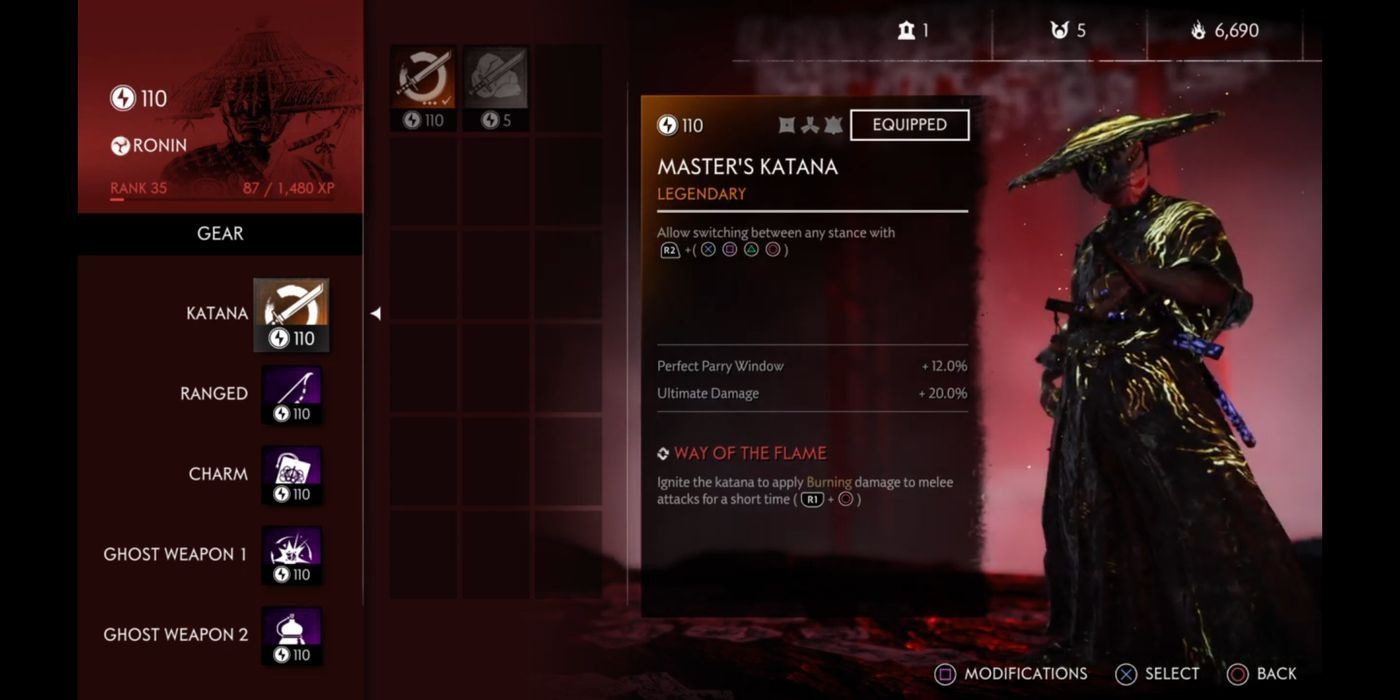 Master's Katana loadout screen