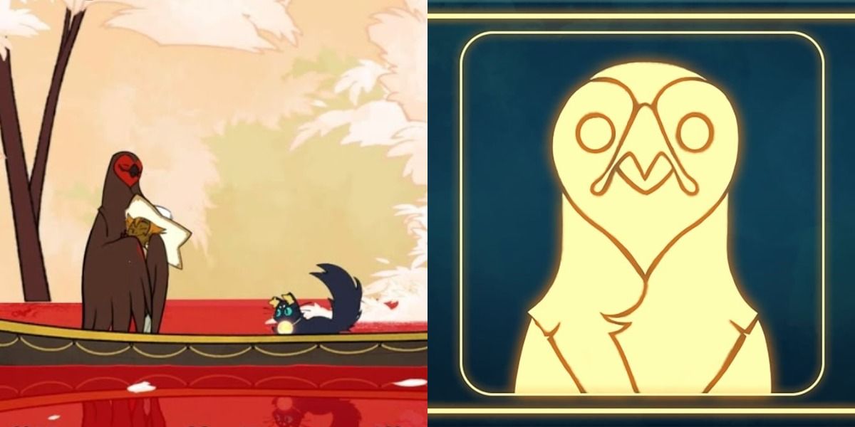 Gustav at the everdoor on the left, his achievement for a fully improved house on the right
