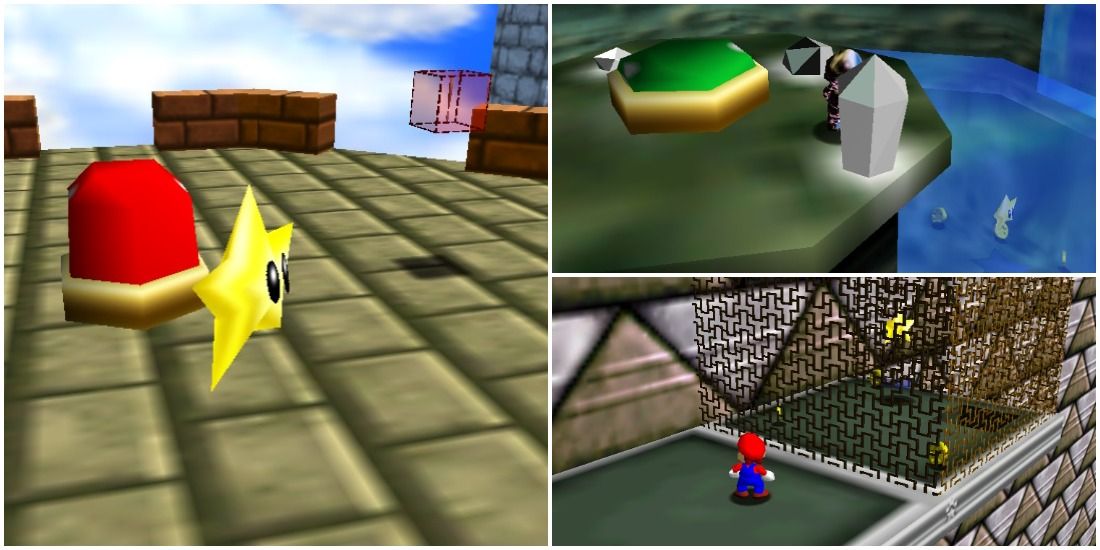 Three stars available in Super Mario 64's Wing Cap, Metal Cap, and Vanish Cap levels