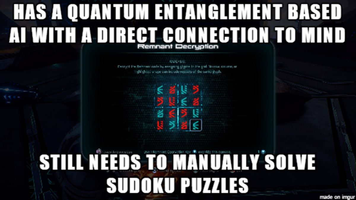 Mass Effect Andromeda SAM Doesn't Help With Sudoku Puzzles Meme