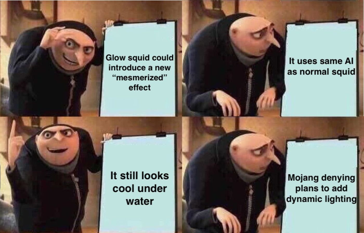 Minecraft Glow Squid Despicable Me Meme