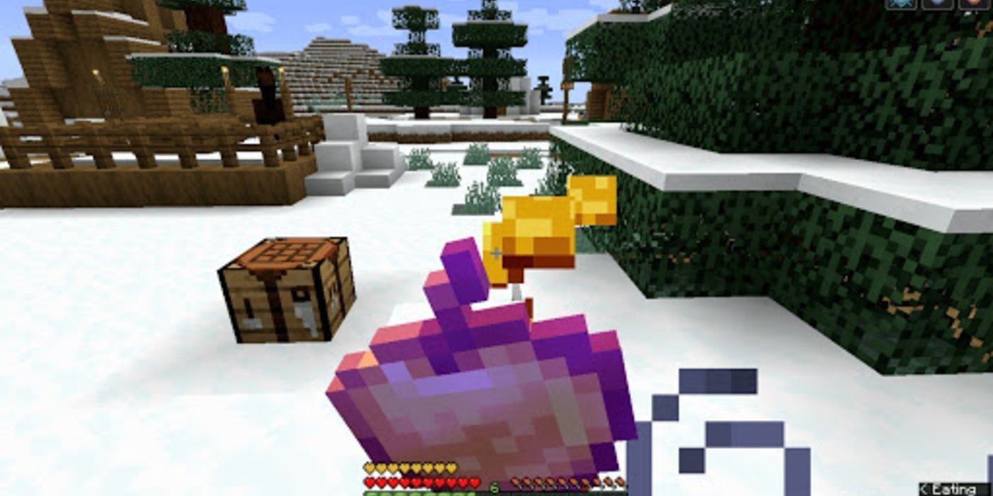 Minecraft Player Eating Golden Apple