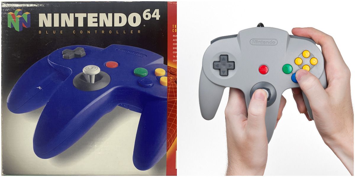 Nintendo 64 Blue Controller Box and Controller Being Held