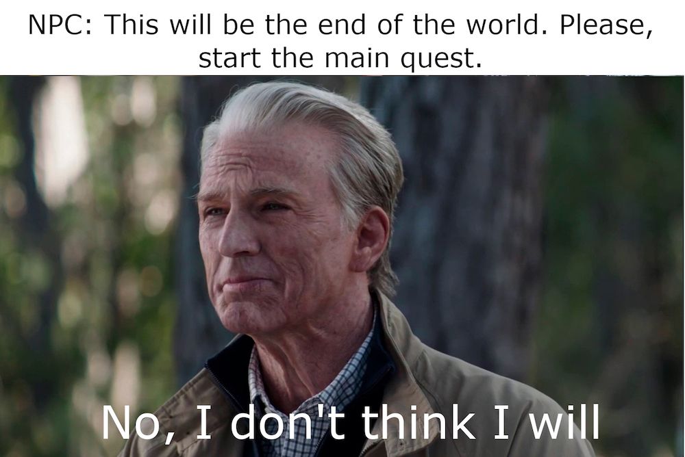Not starting main quest meme copy