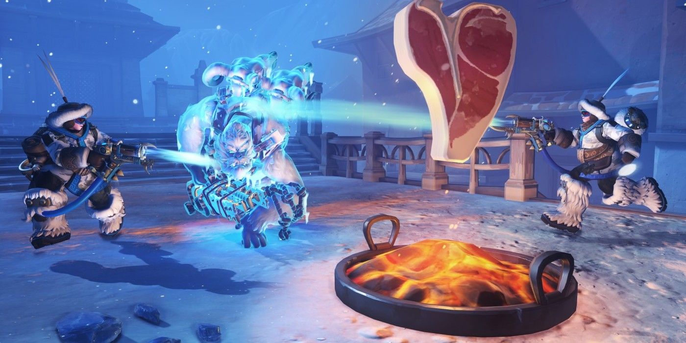 Overwatch Mei Yeti Hunt freezing Winston