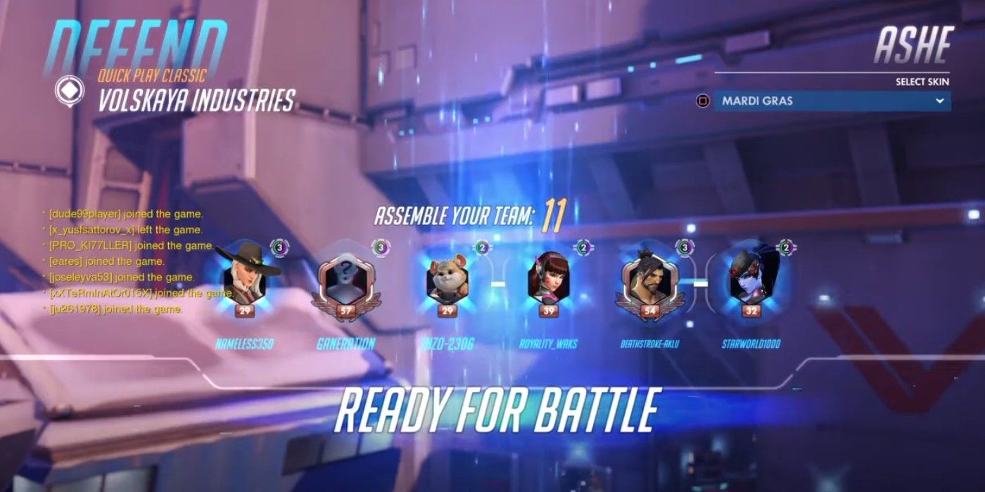 Overwatch Quick Play Classic Selection Screen