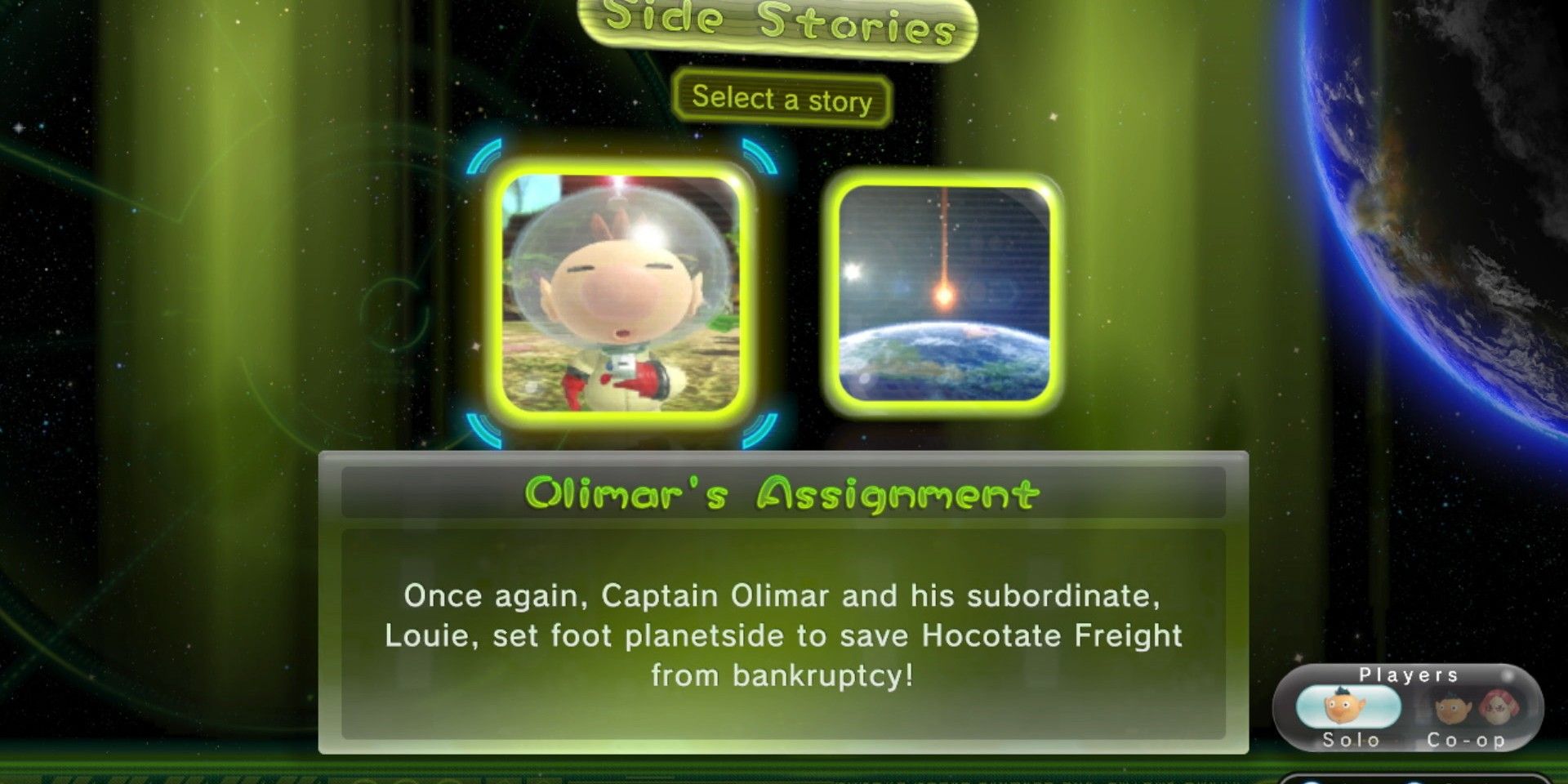 Switch Pikmin 3 Deluxe Side Stories Menu