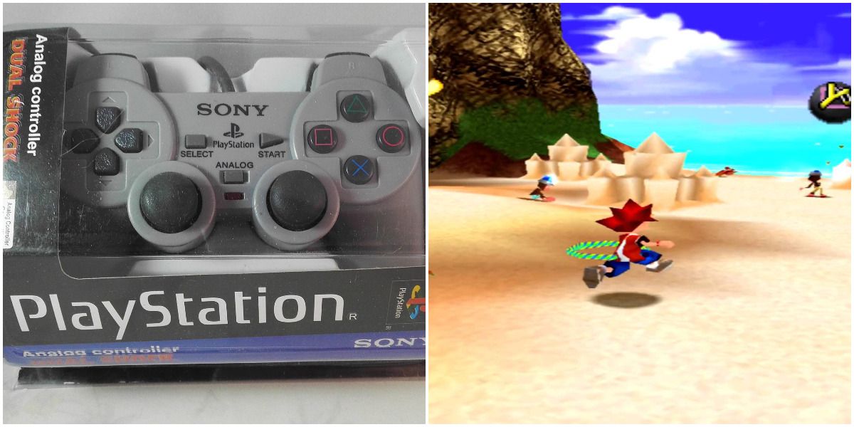 Playstation 1 DualShock Controller and Ape Escape Gameplay
