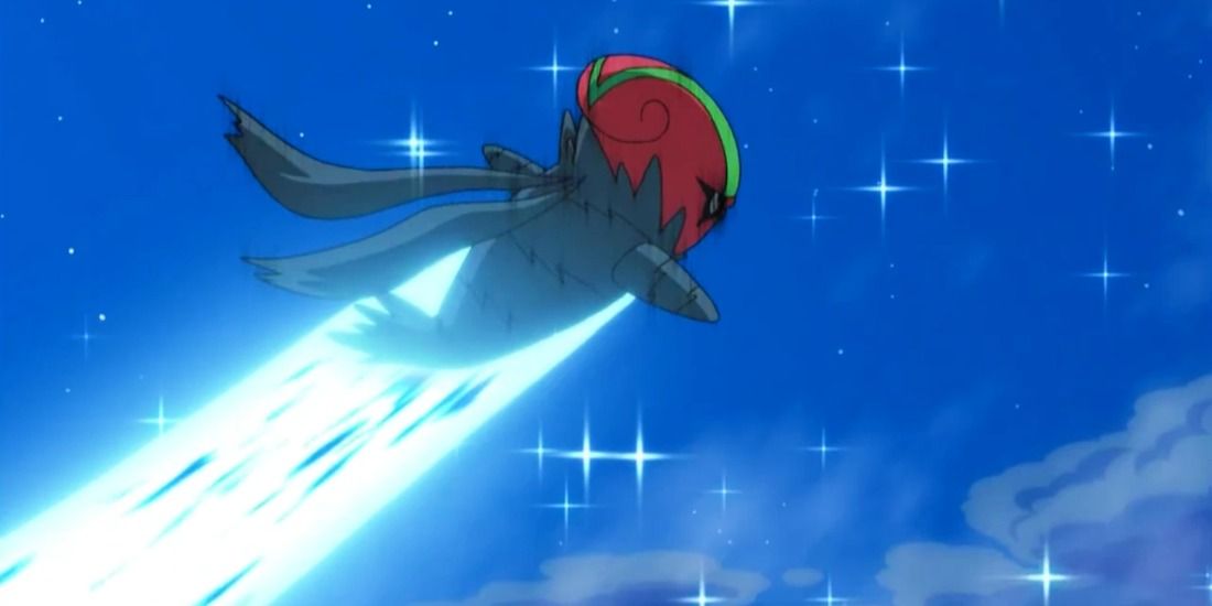 Accelgor uses Agility to fly swiftly towards the sky in the Pokémon anime