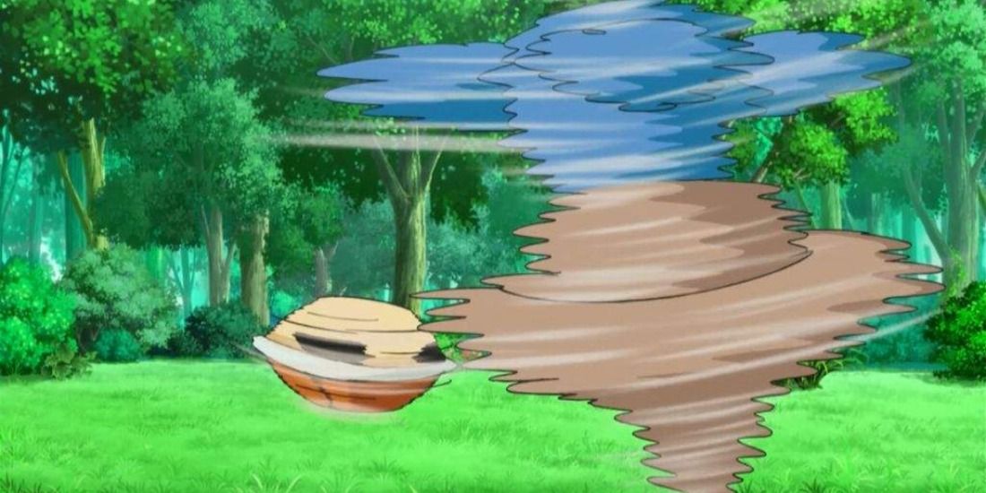 Squirtle and Hitmontop using Rapid Spin on each other in the Pokémon anime
