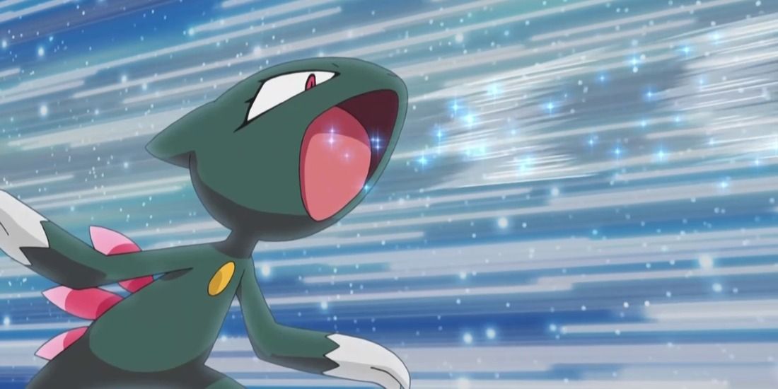 Sneasel opening wide to use Icy Wind in the Pokémon anime