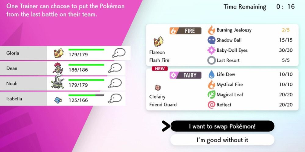 Swapping rental Pokemon in Dynamax Adventures