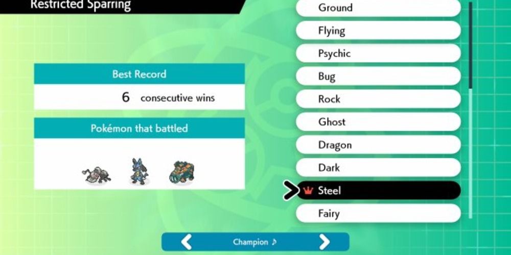 Restricted Sparring menu in the Isle of Armor