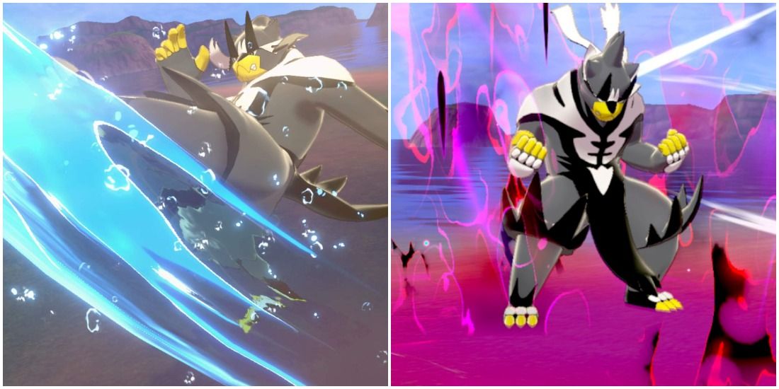 Urshifu using its two signature moves, Wicked Blow and Surging Strikes, in Pokémon Sword & Shield