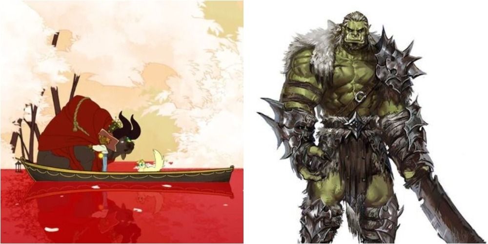 Bruce and Mickey at the everdoor. A D&D mean looking orc