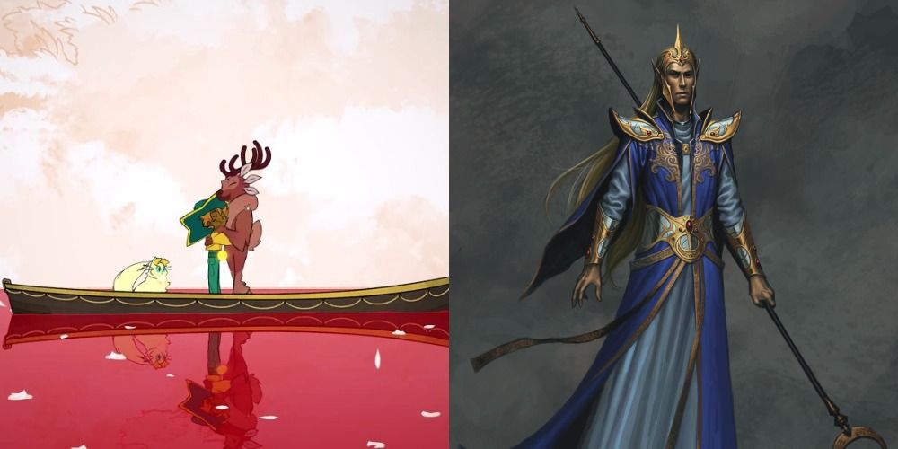 Gwen at the everdoor on the left, a lawful neutral wizard on the right