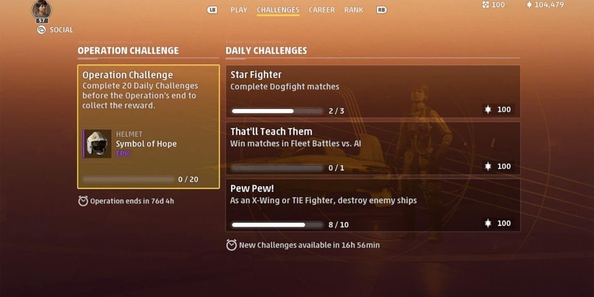 Star Wars Squadrons Challenges Operations Menu