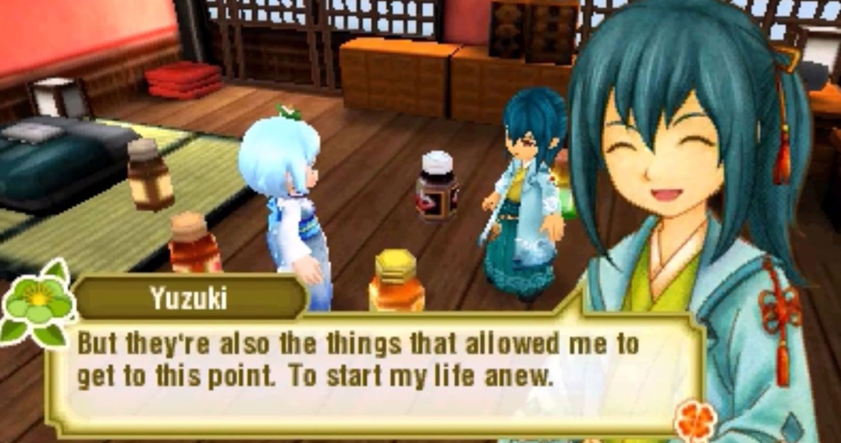 Yuzuki talking about starting over.