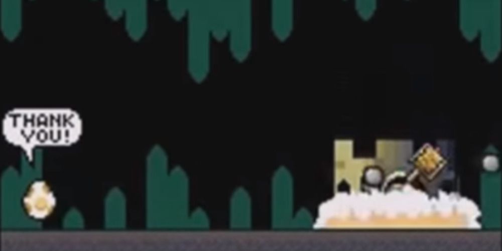 Castle destruction at the end of Super Mario