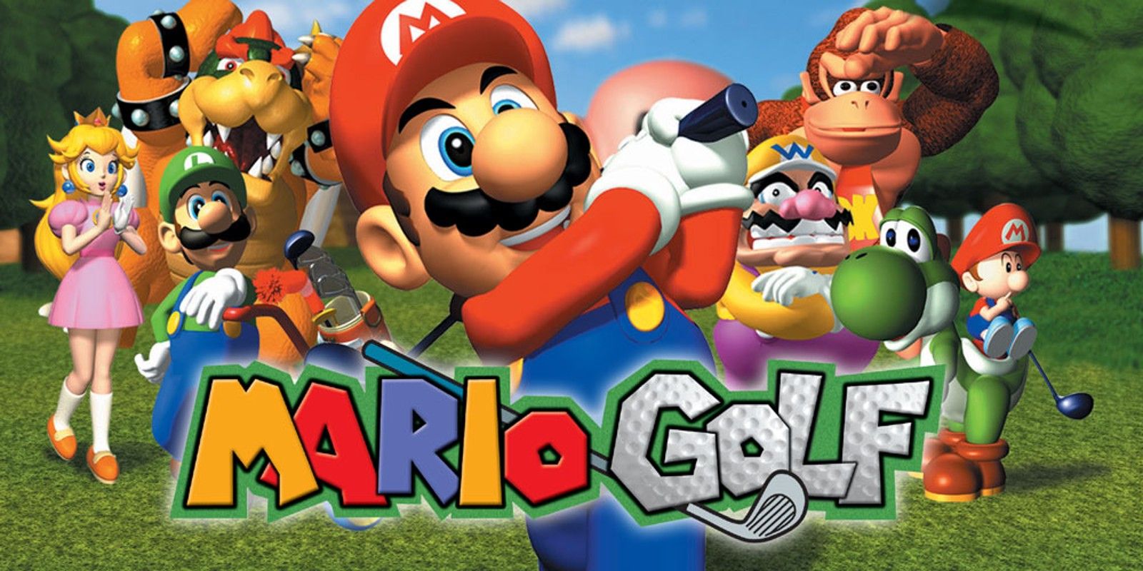 mario golf title screen with all characters