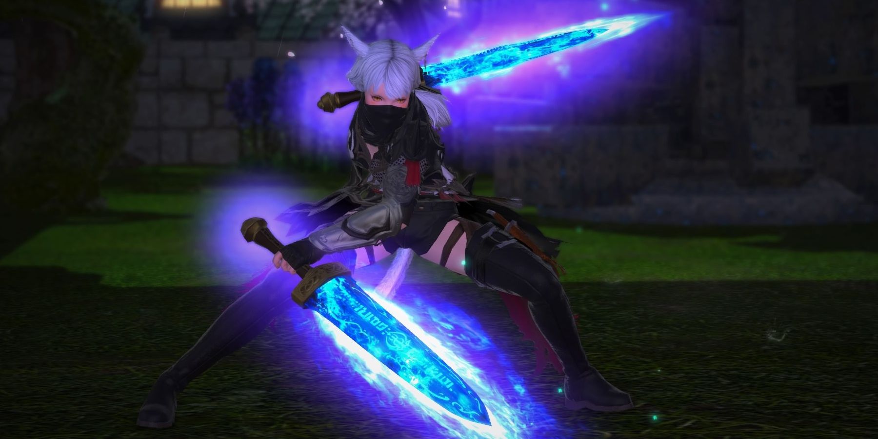 ninja with weapons out
