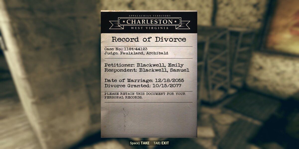 Divorce Record of Sam Blackwell