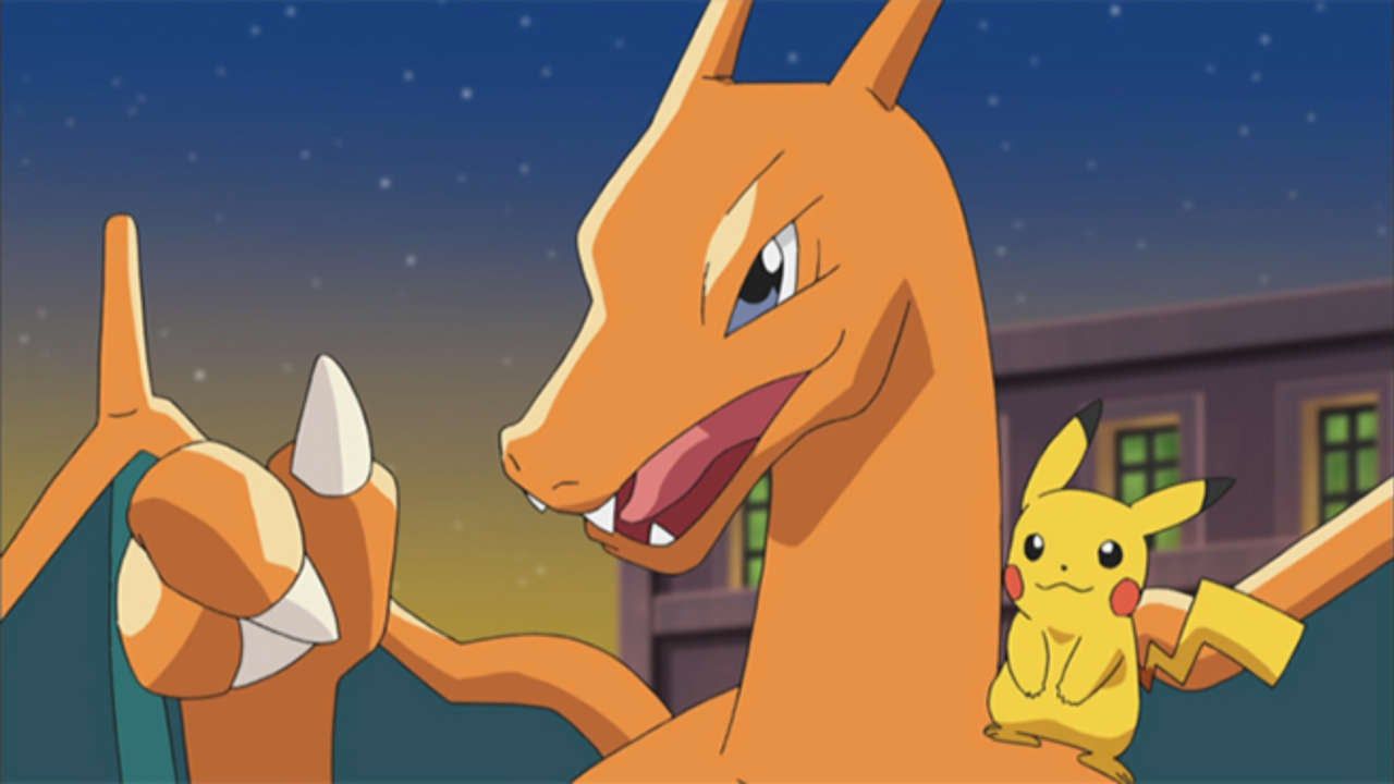 Charizard with pikachu on shoulder