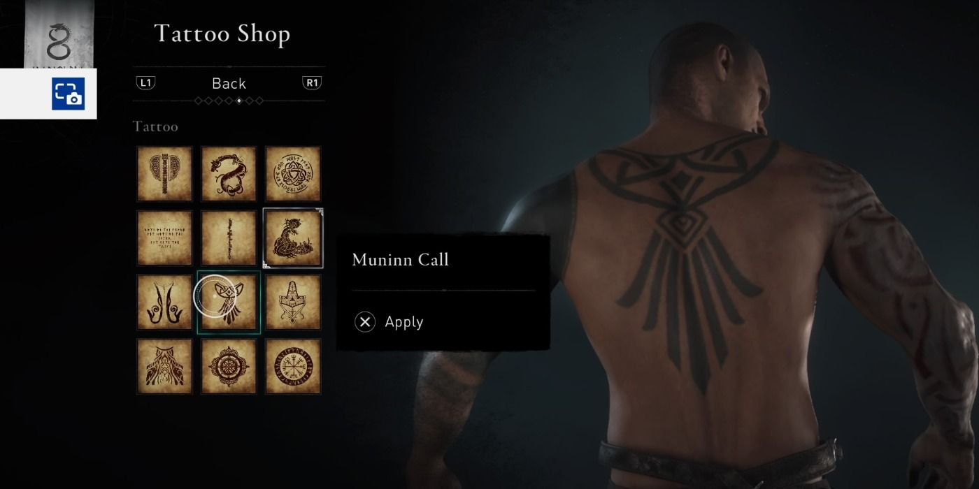 Muninn Call back tattoo in Assassin's Creed Valhalla