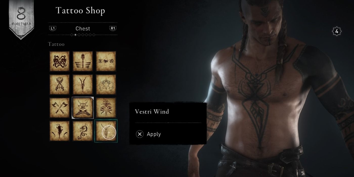 Vestri Wind front tattoo in Assassin's Creed Valhalla