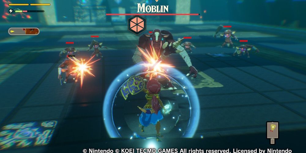Urbosa parrying a Moblin attack