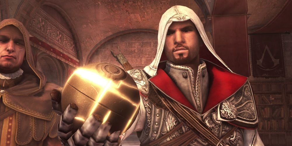 Assassins Creed II Ezio Holding An Apple Of Eden