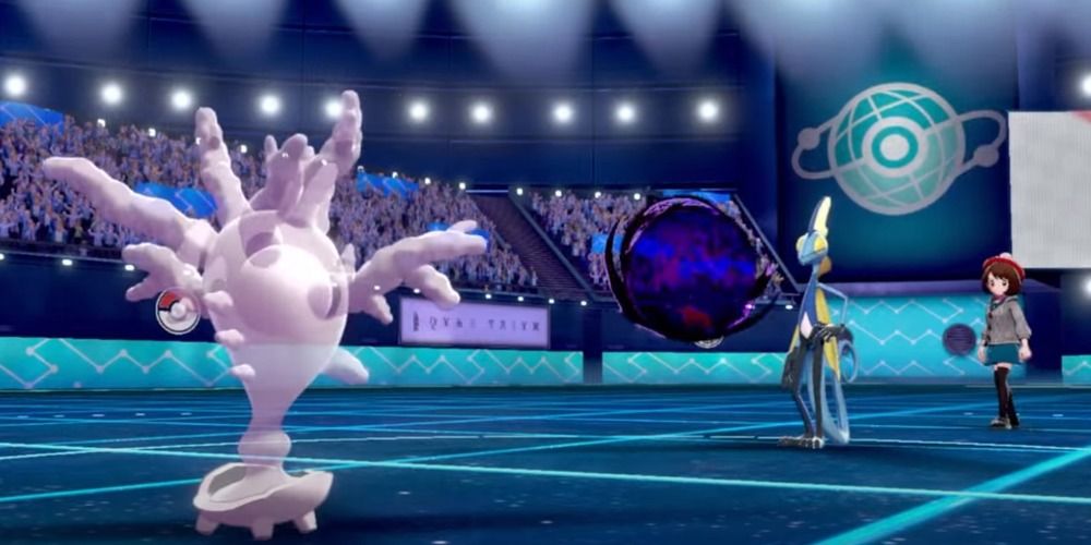Cursola battling Intelleon in Sword and Shield